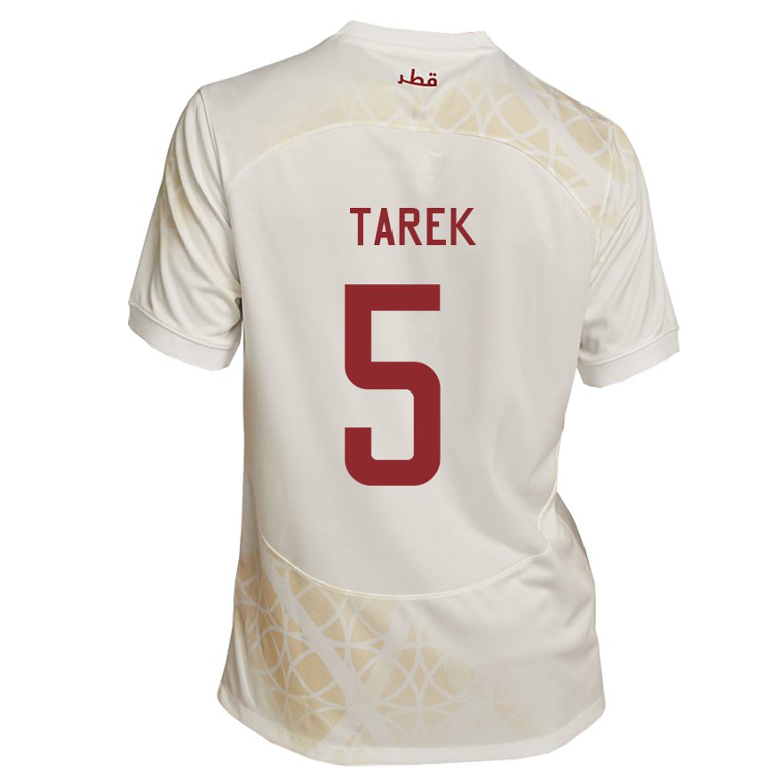 Hombre Camiseta Catar Tarek Salman #5 Beis Dorado 2ª Equipación 22-24 Argentina