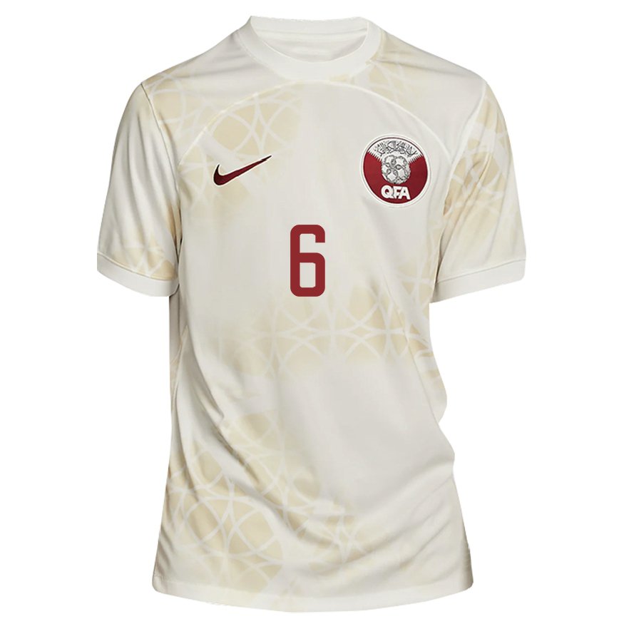 Hombre Camiseta Catar Abdulaziz Hatem #6 Beis Dorado 2ª Equipación 22-24 Argentina