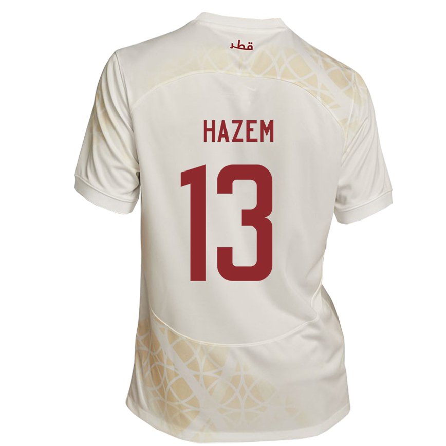 Hombre Camiseta Catar Hazem Shehata #13 Beis Dorado 2ª Equipación 22-24 Argentina