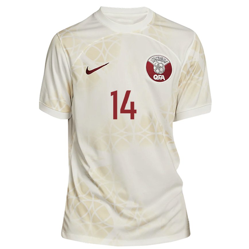 Hombre Camiseta Catar Homam Ahmed #14 Beis Dorado 2ª Equipación 22-24 Argentina