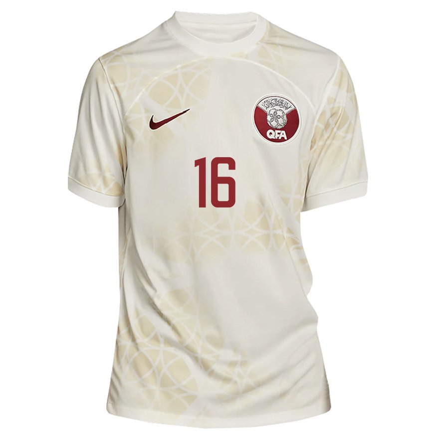 Hombre Camiseta Catar Boualem Khoukhi #16 Beis Dorado 2ª Equipación 22-24 Argentina