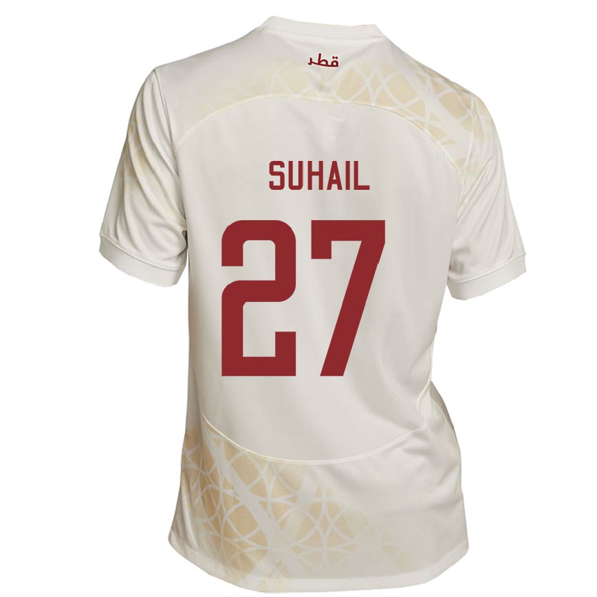 Hombre Camiseta Catar Ahmed Suhail #27 Beis Dorado 2ª Equipación 22-24 Argentina