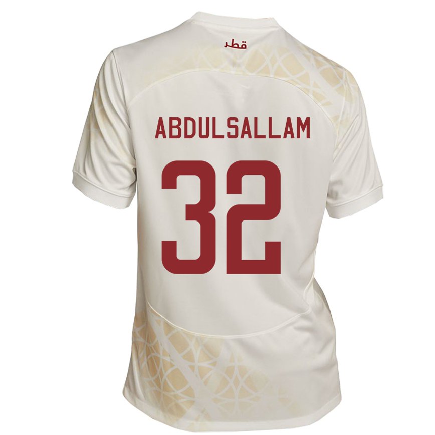 Hombre Camiseta Catar Jassem Gaber Abdulsallam #32 Beis Dorado 2ª Equipación 22-24 Argentina