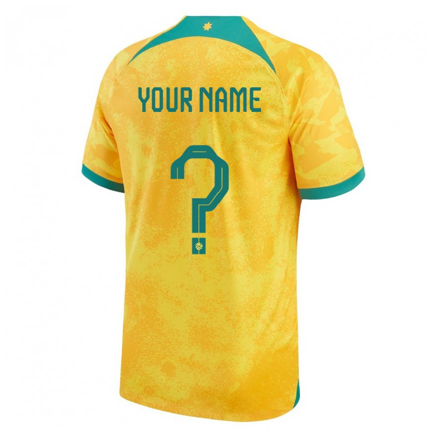 Mujer Camiseta Australia Su Nombre #0 Dorado 1ª Equipación 22-24 Argentina