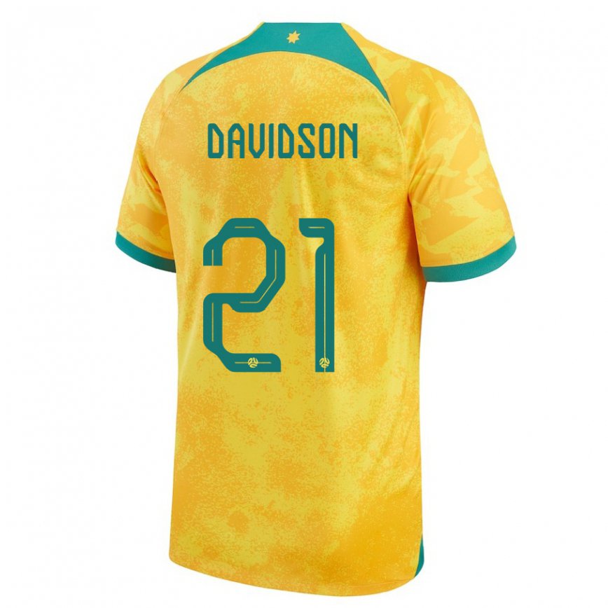 Mujer Camiseta Australia Jason Davidson #21 Dorado 1ª Equipación 22-24 Argentina