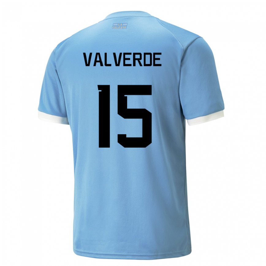 Mujer Camiseta Uruguay Federico Valverde #15 Azul 1ª Equipación 22-24 Argentina