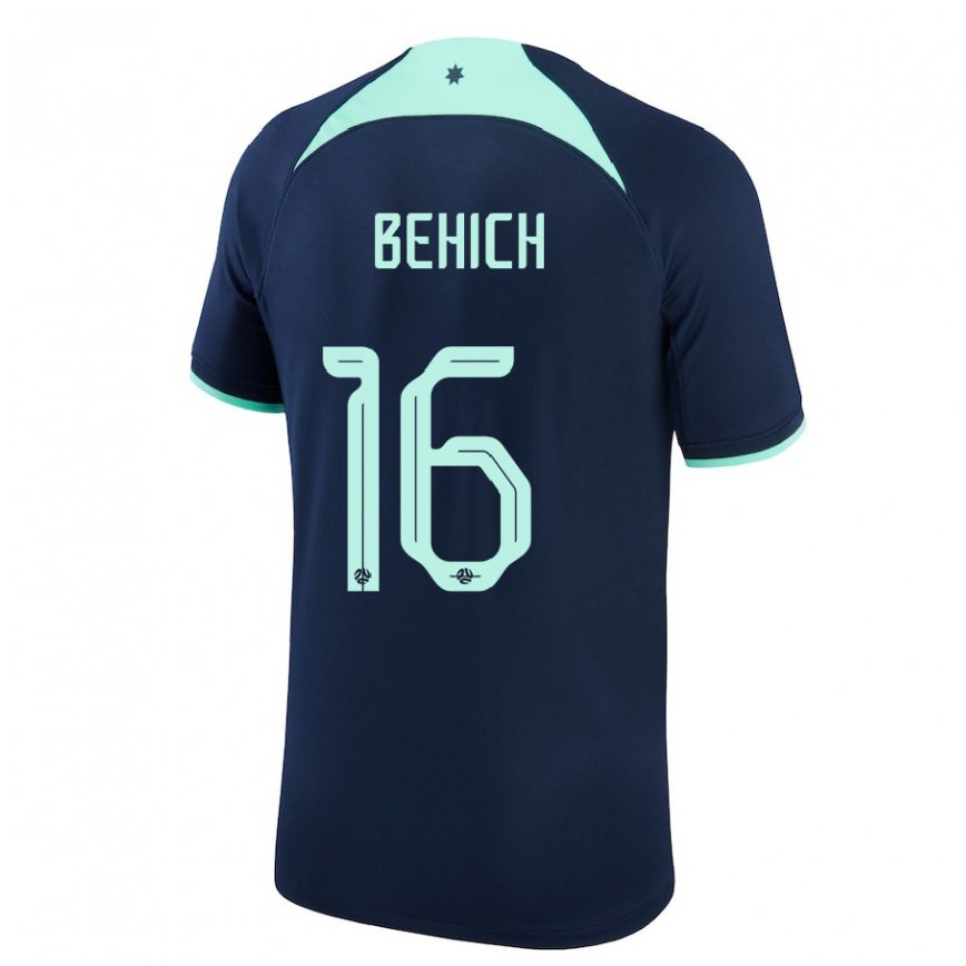 Mujer Camiseta Australia Aziz Behich #16 Azul Oscuro 2ª Equipación 22-24 Argentina