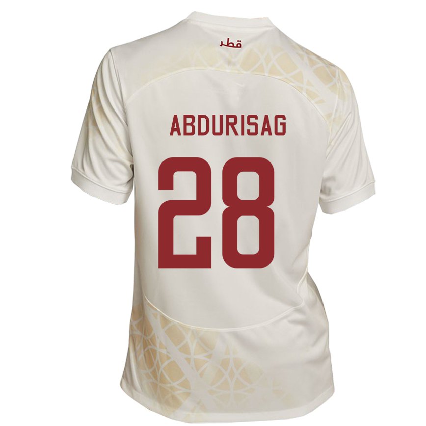 Mujer Camiseta Catar Yusuf Abdurisag #28 Beis Dorado 2ª Equipación 22-24 Argentina