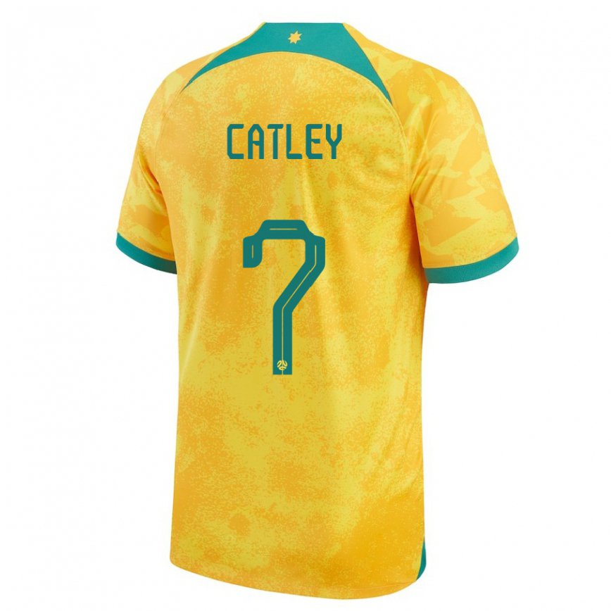 Niño Camiseta Australia Stephanie Catley #7 Dorado 1ª Equipación 22-24 Argentina