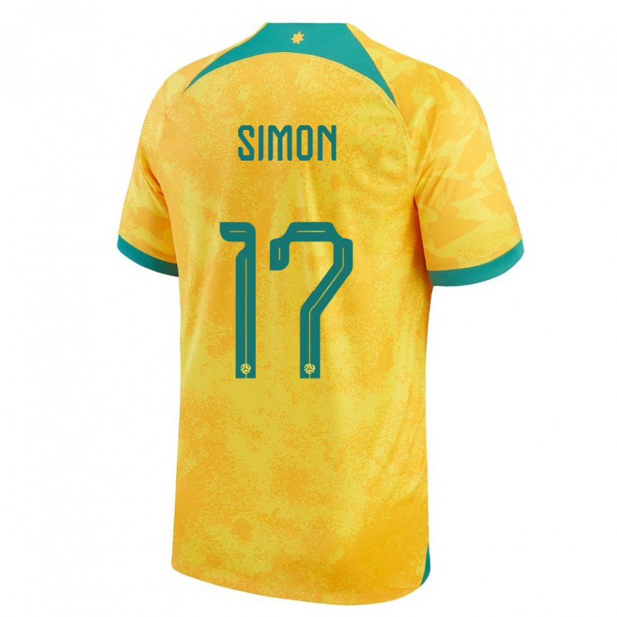 Niño Camiseta Australia Kyah Simon #17 Dorado 1ª Equipación 22-24 Argentina