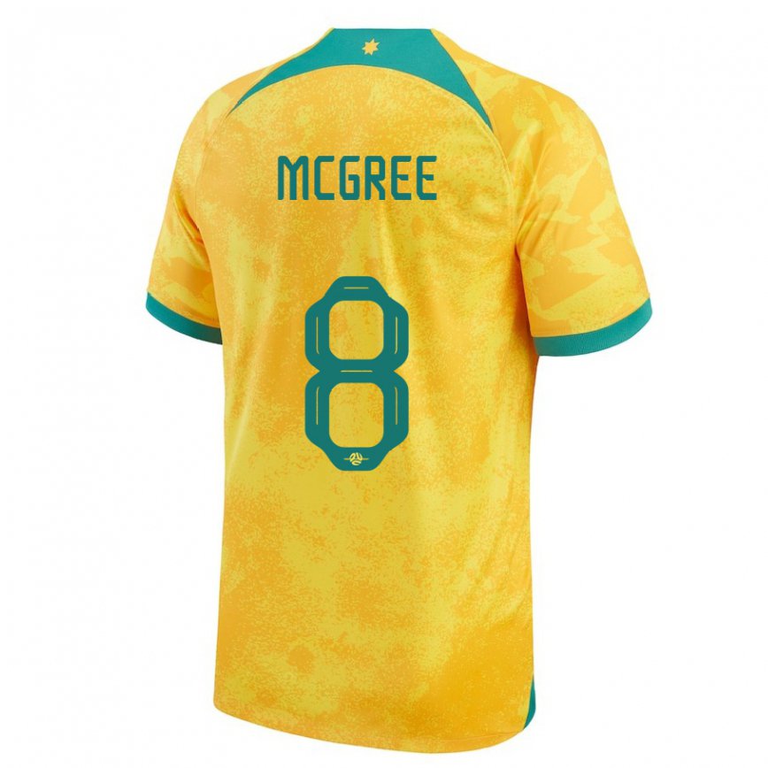 Niño Camiseta Australia Riley Mcgree #8 Dorado 1ª Equipación 22-24 Argentina