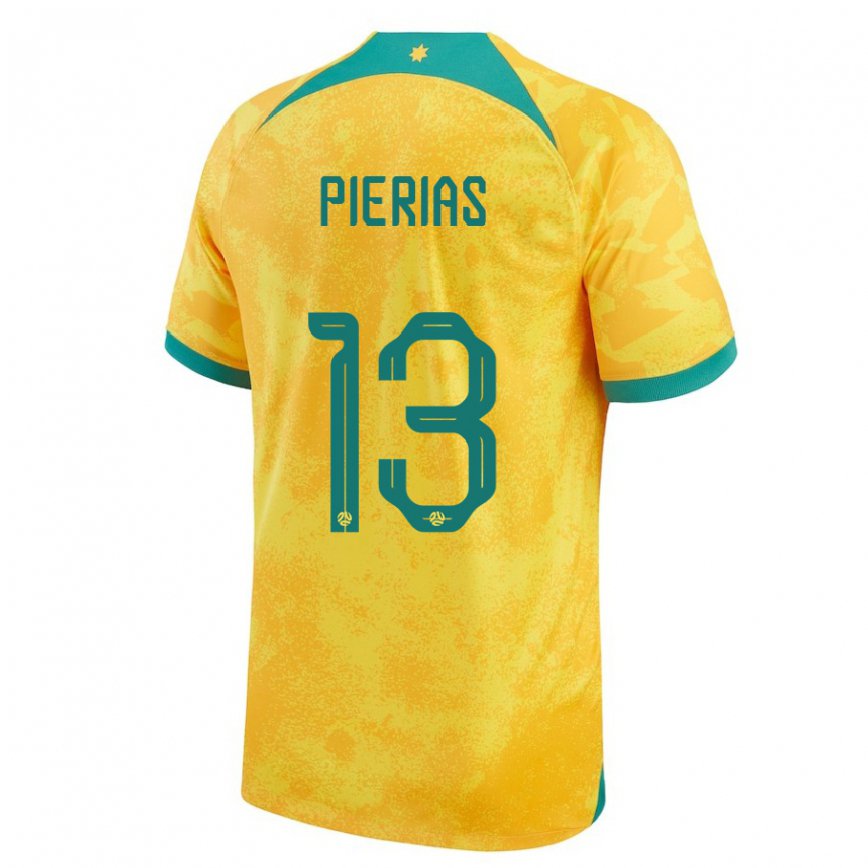 Niño Camiseta Australia Dylan Pierias #13 Dorado 1ª Equipación 22-24 Argentina