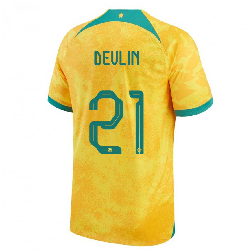 Niño Camiseta Australia Cameron Devlin #21 Dorado 1ª Equipación 22-24 Argentina