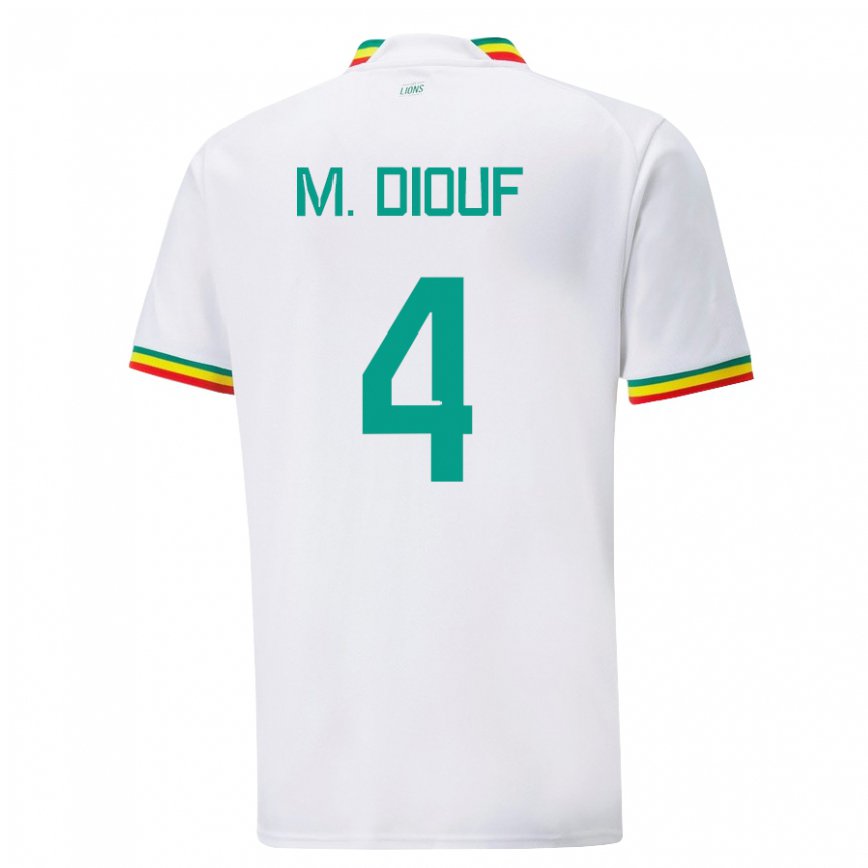 Niño Camiseta Senegal Mame Diarra Diouf #4 Blanco 1ª Equipación 22-24 Argentina