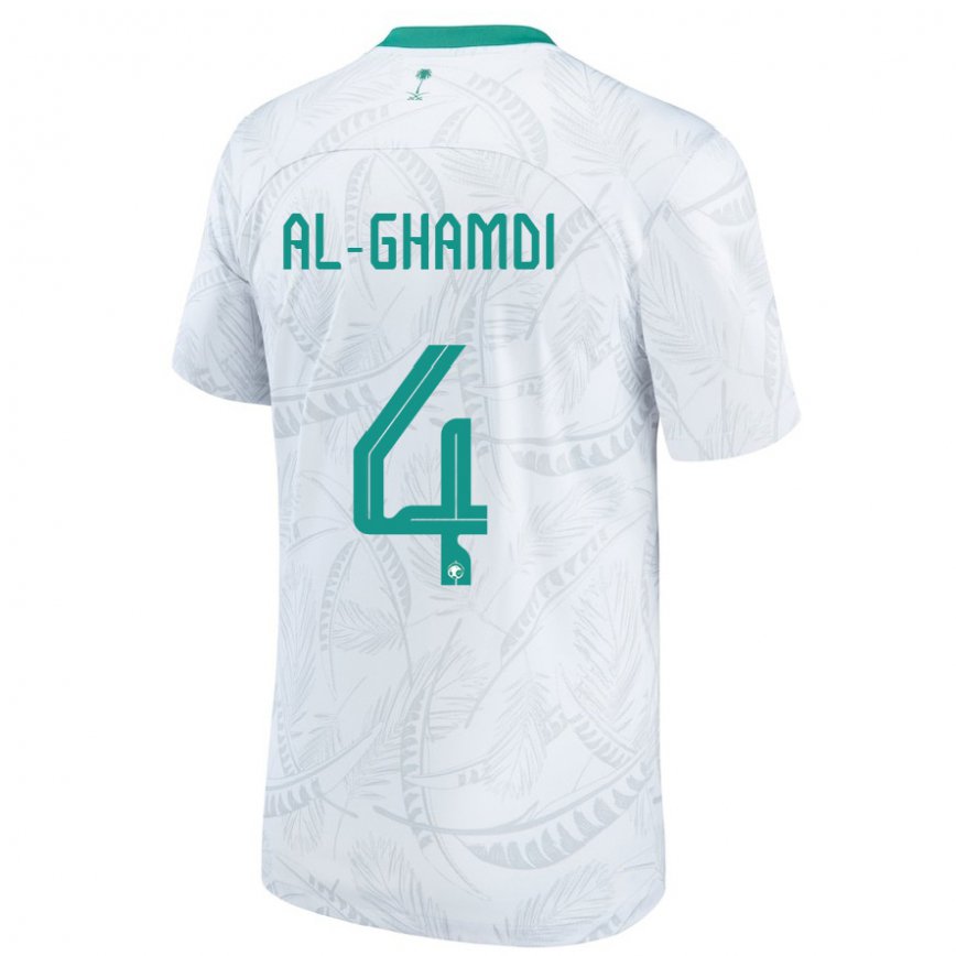 Niño Camiseta Arabia Saudita Talah Al Ghamdi #4 Blanco 1ª Equipación 22-24 Argentina