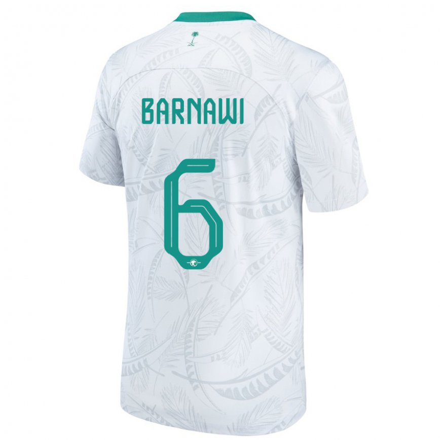 Niño Camiseta Arabia Saudita Mohammed Barnawi #6 Blanco 1ª Equipación 22-24 Argentina