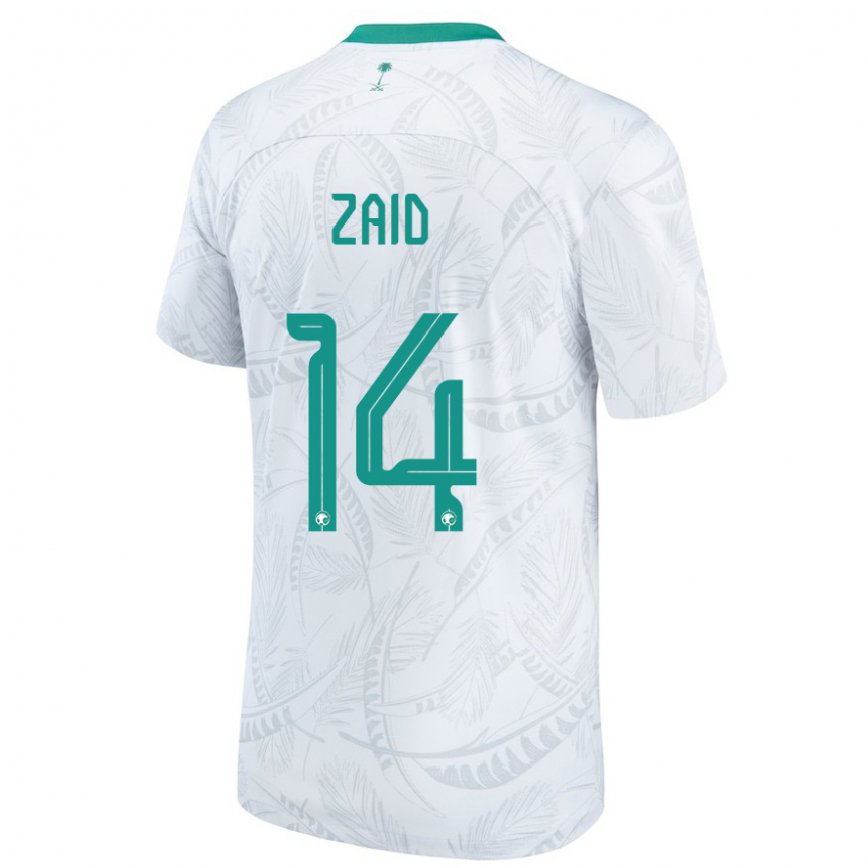 Niño Camiseta Arabia Saudita Abdullah Zaid #14 Blanco 1ª Equipación 22-24 Argentina