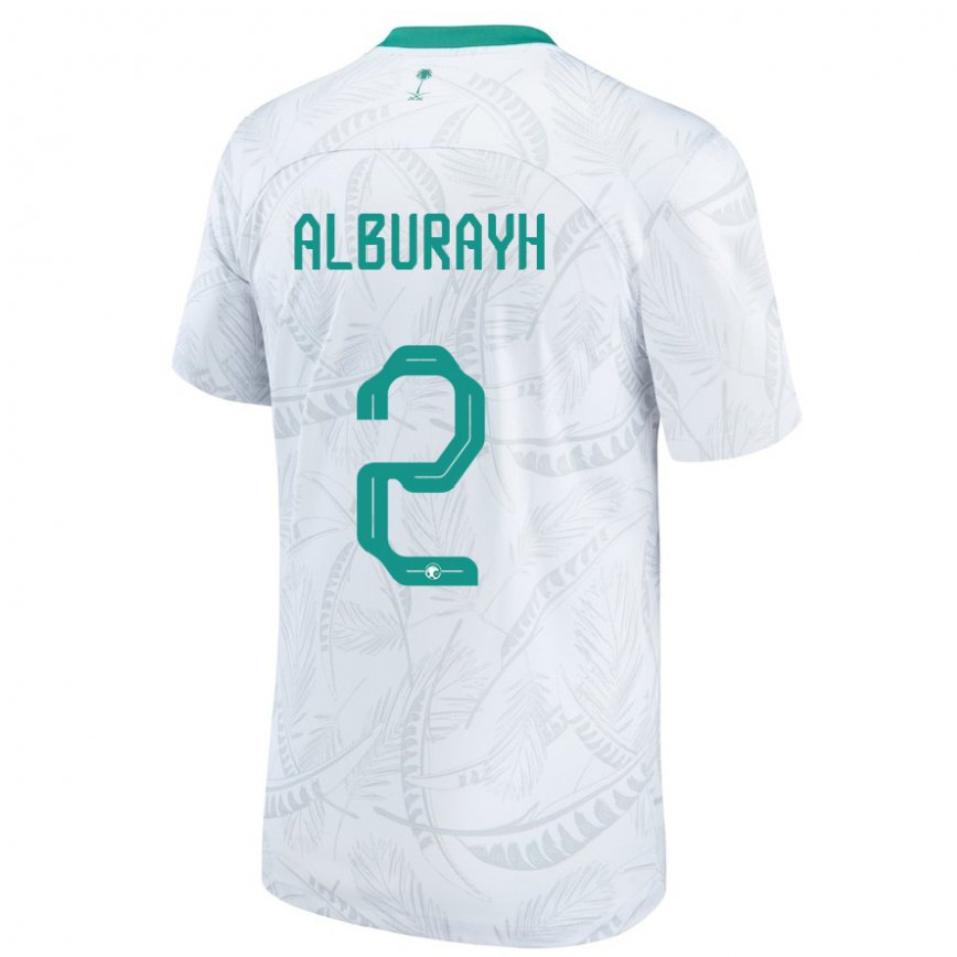 Niño Camiseta Arabia Saudita Mahmood Alburayh #2 Blanco 1ª Equipación 22-24 Argentina