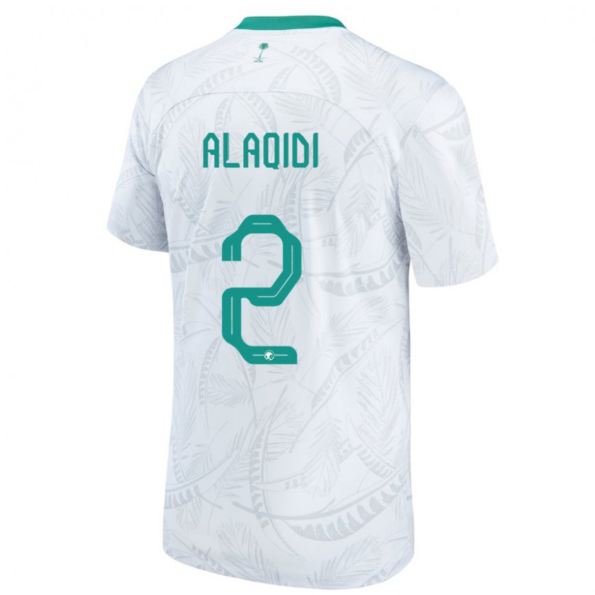 Niño Camiseta Arabia Saudita Nawaf Alaqidi #2 Blanco 1ª Equipación 22-24 Argentina