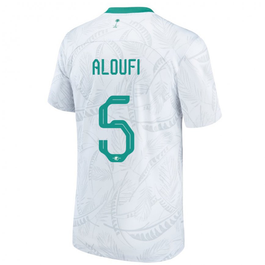 Niño Camiseta Arabia Saudita Mohammed Aloufi #5 Blanco 1ª Equipación 22-24 Argentina