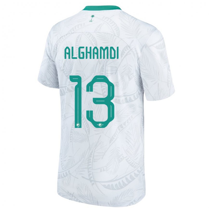 Niño Camiseta Arabia Saudita Hazzaa Alghamdi #13 Blanco 1ª Equipación 22-24 Argentina