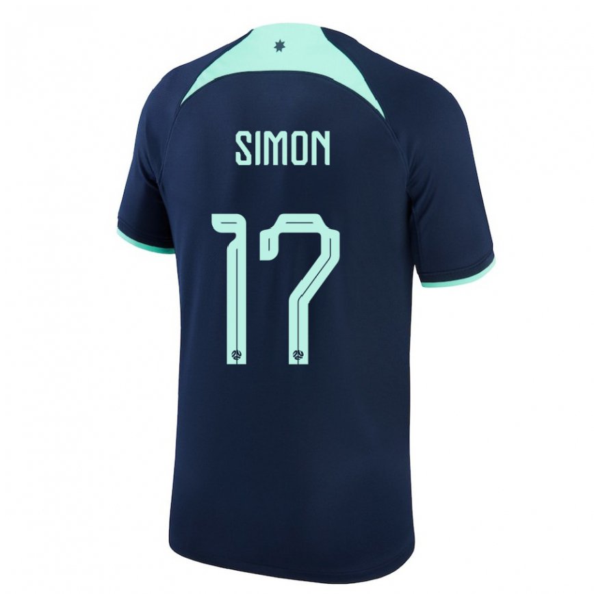 Niño Camiseta Australia Kyah Simon #17 Azul Oscuro 2ª Equipación 22-24 Argentina