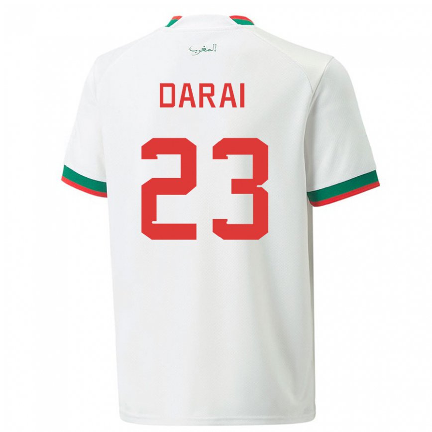 Niño Camiseta Marruecos Hamza Darai #23 Blanco 2ª Equipación 22-24 Argentina