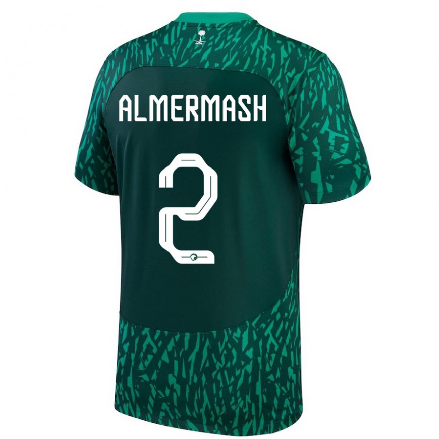 Niño Camiseta Arabia Saudita Oama Almermash #2 Verde Oscuro 2ª Equipación 22-24 Argentina