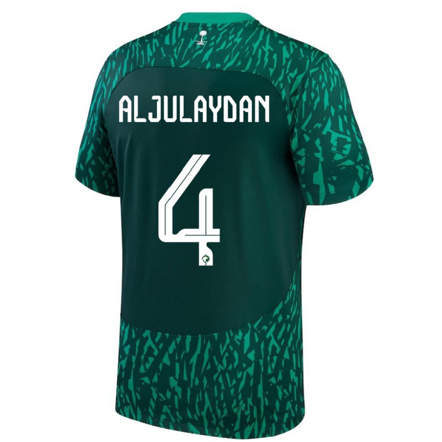 Niño Camiseta Arabia Saudita Ahmed Aljulaydan #4 Verde Oscuro 2ª Equipación 22-24 Argentina