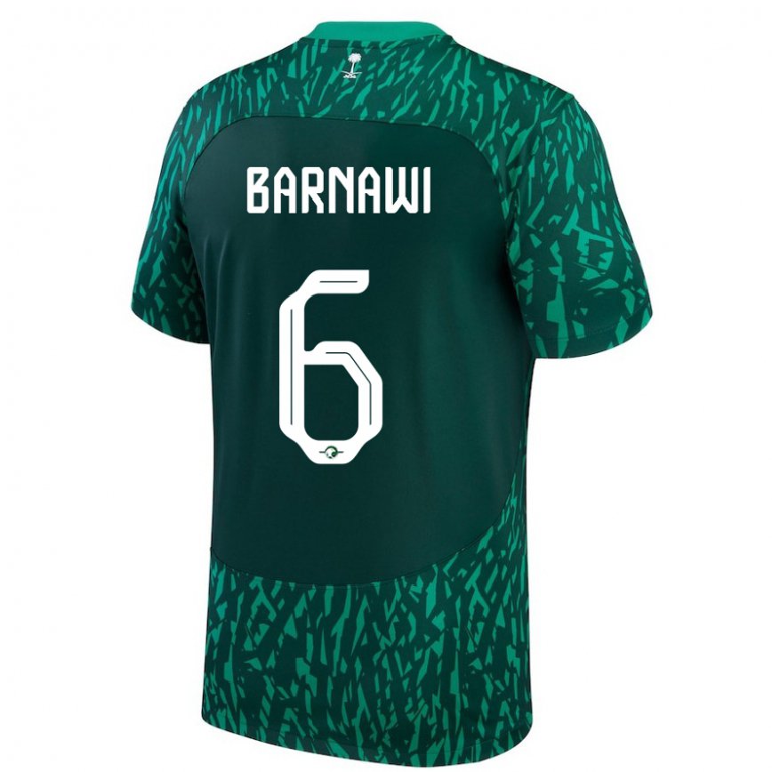 Niño Camiseta Arabia Saudita Mohammed Barnawi #6 Verde Oscuro 2ª Equipación 22-24 Argentina