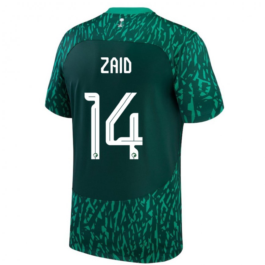 Niño Camiseta Arabia Saudita Abdullah Zaid #14 Verde Oscuro 2ª Equipación 22-24 Argentina