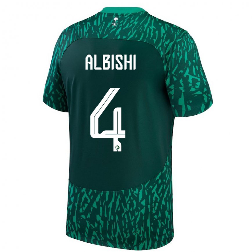 Niño Camiseta Arabia Saudita Abdullah Albishi #4 Verde Oscuro 2ª Equipación 22-24 Argentina