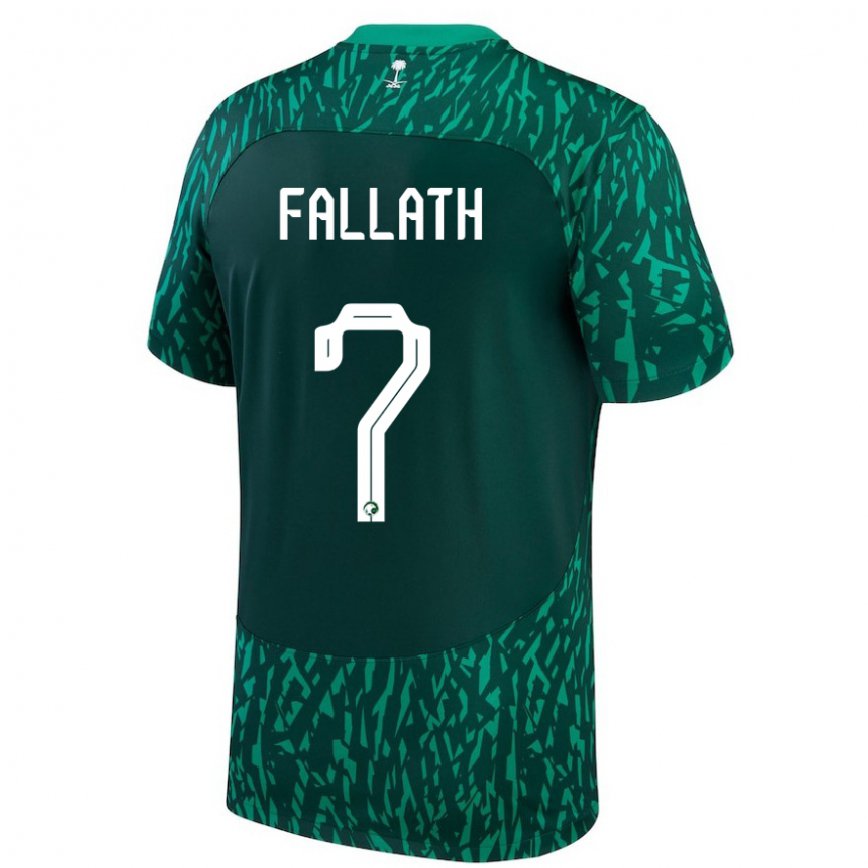 Niño Camiseta Arabia Saudita Fahad Fallath #7 Verde Oscuro 2ª Equipación 22-24 Argentina