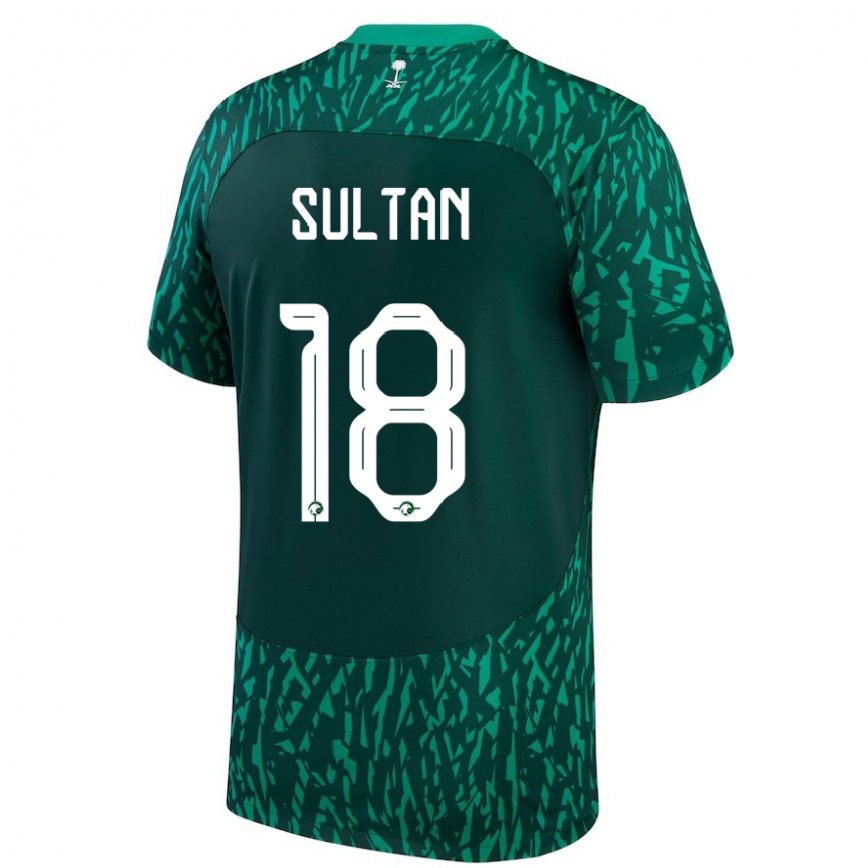 Niño Camiseta Arabia Saudita Qasim Sultan #18 Verde Oscuro 2ª Equipación 22-24 Argentina