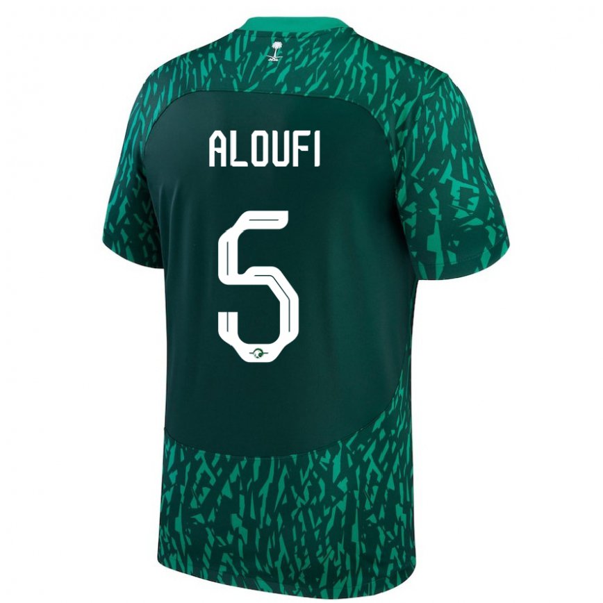 Niño Camiseta Arabia Saudita Mohammed Aloufi #5 Verde Oscuro 2ª Equipación 22-24 Argentina