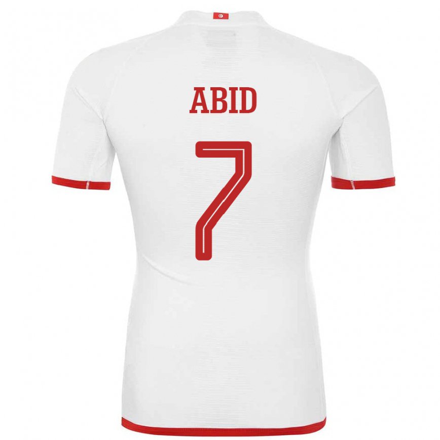 Niño Camiseta Túnez Aziz Abid #7 Blanco 2ª Equipación 22-24 Argentina