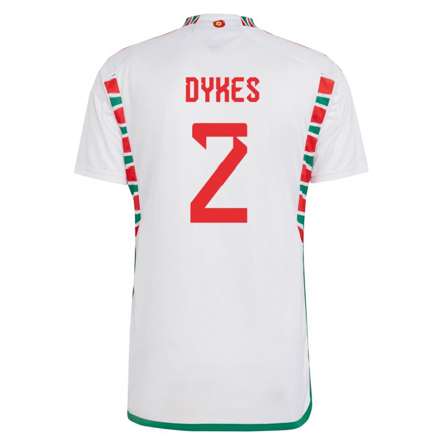 Niño Camiseta Gales Loren Dykes #2 Blanco 2ª Equipación 22-24 Argentina