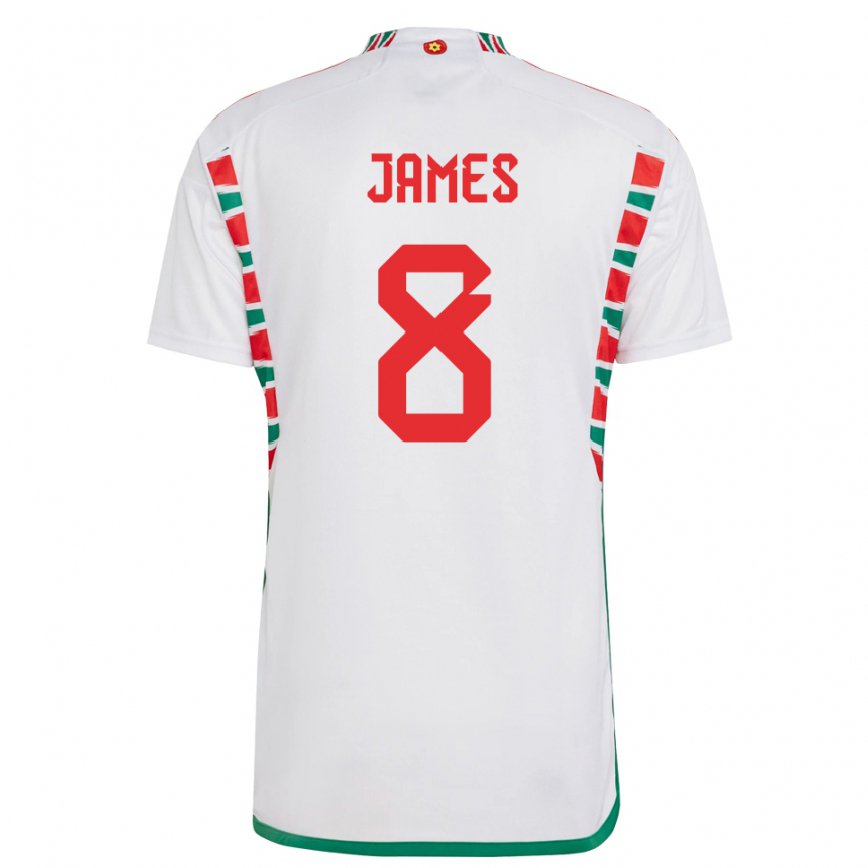 Niño Camiseta Gales Angharad James #8 Blanco 2ª Equipación 22-24 Argentina