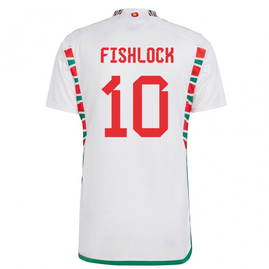 Niño Camiseta Gales Jessica Fishlock #10 Blanco 2ª Equipación 22-24 Argentina