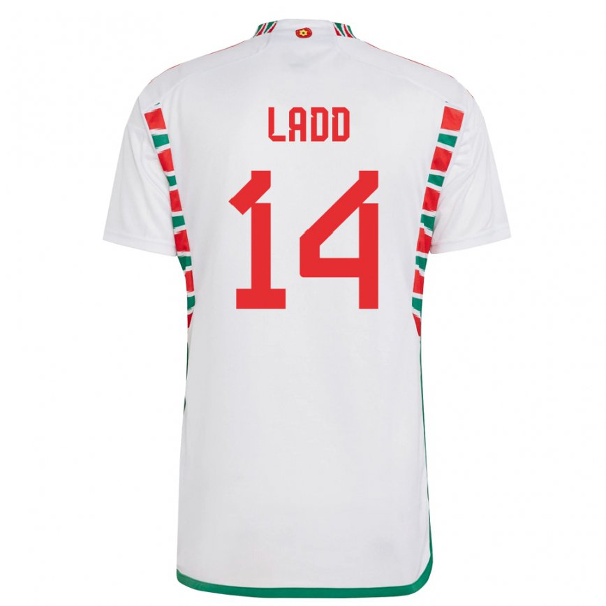 Niño Camiseta Gales Hayley Ladd #14 Blanco 2ª Equipación 22-24 Argentina