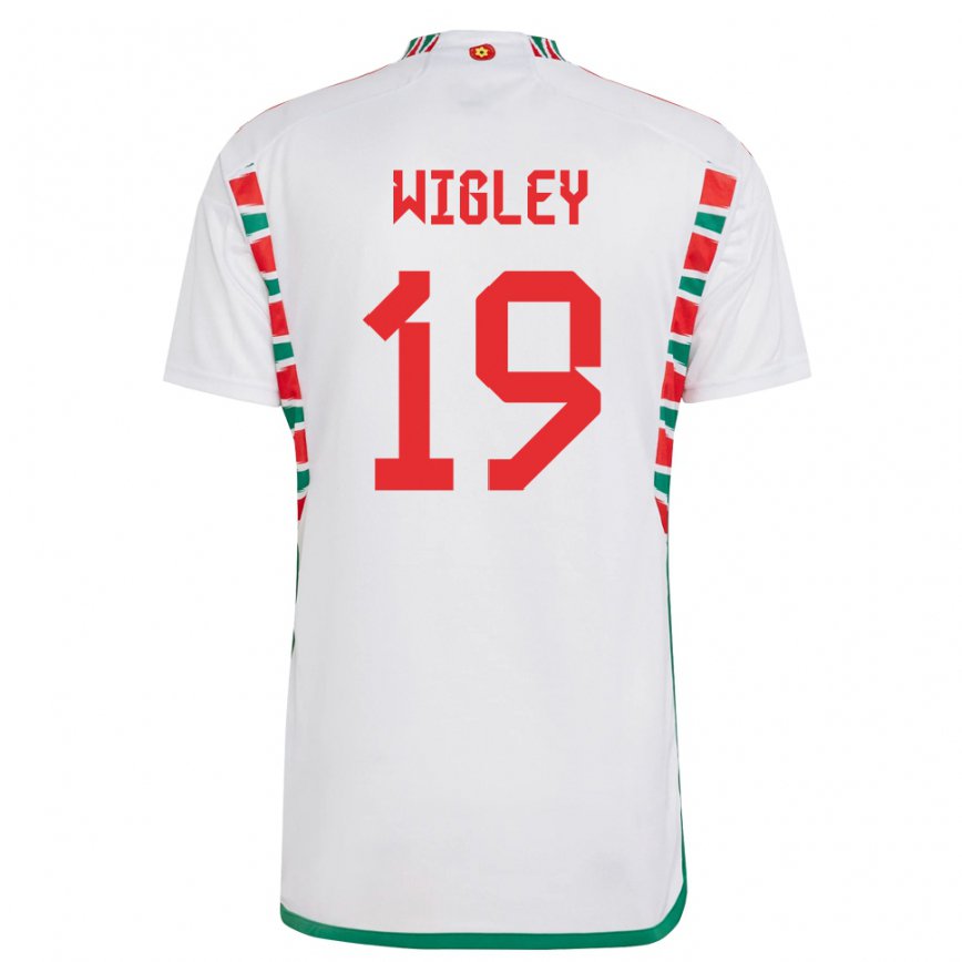 Niño Camiseta Gales Morgan Wigley #19 Blanco 2ª Equipación 22-24 Argentina