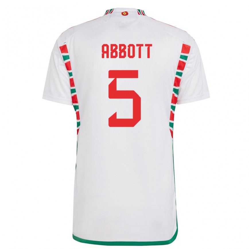 Niño Camiseta Gales George Abbott #5 Blanco 2ª Equipación 22-24 Argentina