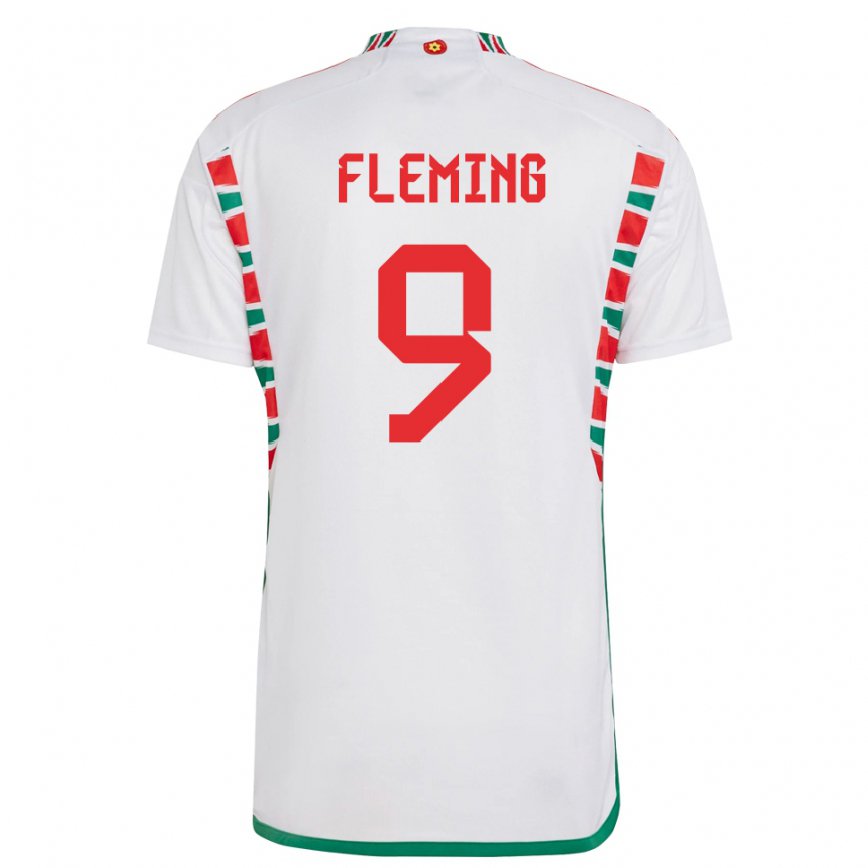 Niño Camiseta Gales Cole Fleming #9 Blanco 2ª Equipación 22-24 Argentina