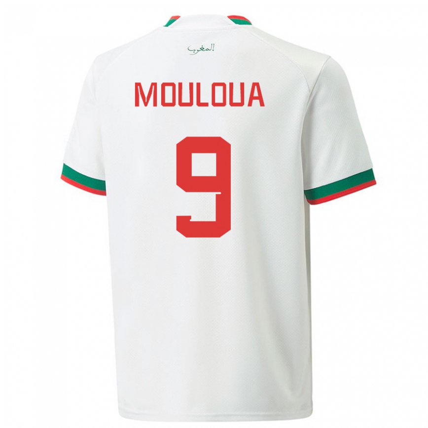 Niño Camiseta Marruecos Ayoub Mouloua #9 Blanco 2ª Equipación 22-24 Argentina