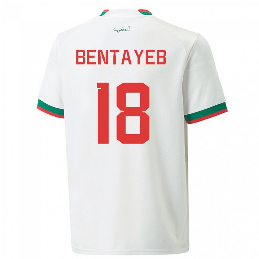 Niño Camiseta Marruecos Tawfik Bentayeb #18 Blanco 2ª Equipación 22-24 Argentina