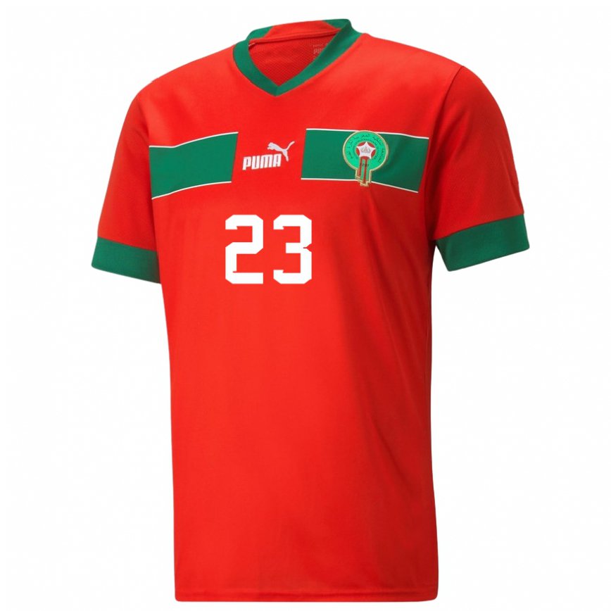 Hombre Camiseta Marruecos Hamza Darai #23 Rojo 1ª Equipación 22-24 Argentina