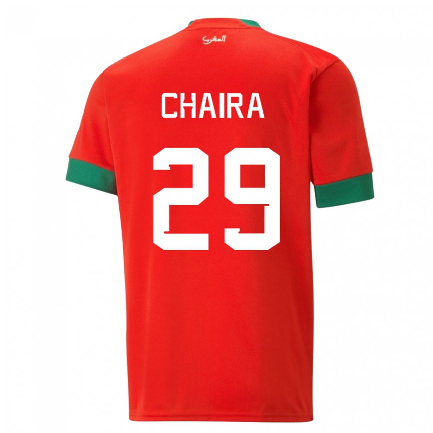 Hombre Camiseta Marruecos Ilyas Chaira #29 Rojo 1ª Equipación 22-24 Argentina