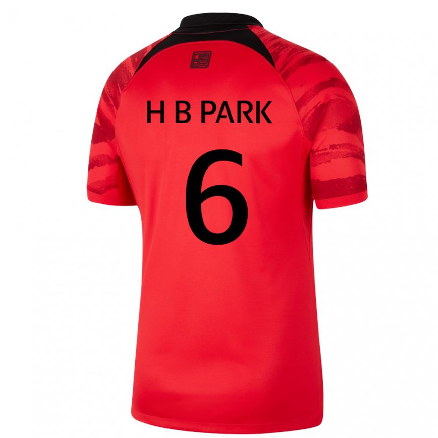 Hombre Camiseta Corea Del Sur Park Hyeon Bin #6 Negro Rojo 1ª Equipación 22-24 Argentina