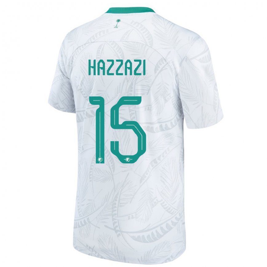 Hombre Camiseta Arabia Saudita Mohammed Hazzazi #15 Blanco 1ª Equipación 22-24 Argentina