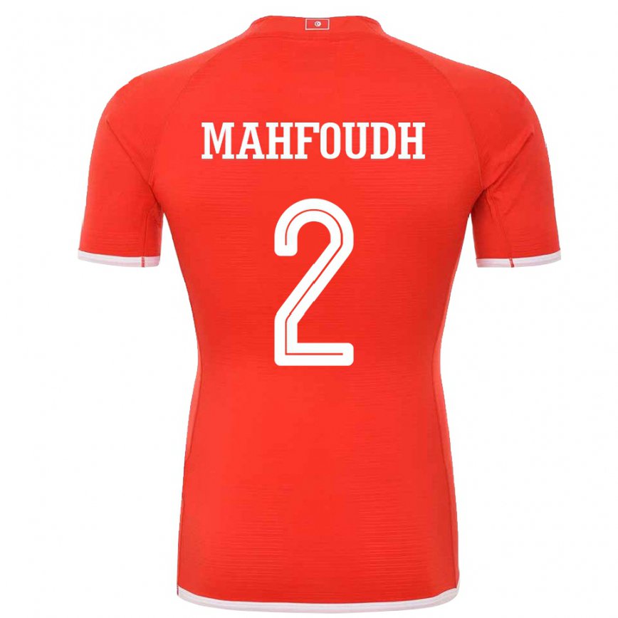 Hombre Camiseta Túnez Dhikra Mahfoudh #2 Rojo 1ª Equipación 22-24 Argentina